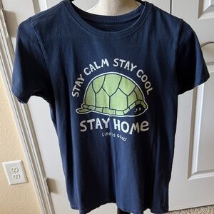 Life Is Good Navy T-Shirt with Green Turtle Graphic - STAY COOL 🐢